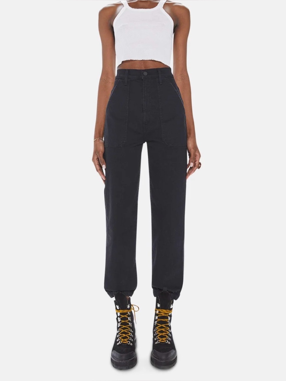 Mother Denim The Wrapper Patch Springy Ankle in Not Guilty